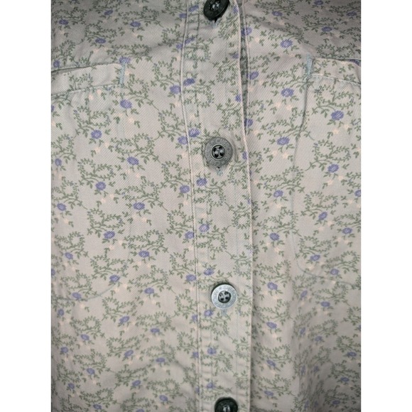 Cherokee Plus Shirt Women's 22W Floral Camp Style Button Short Sleeve Green - Picture 2 of 5